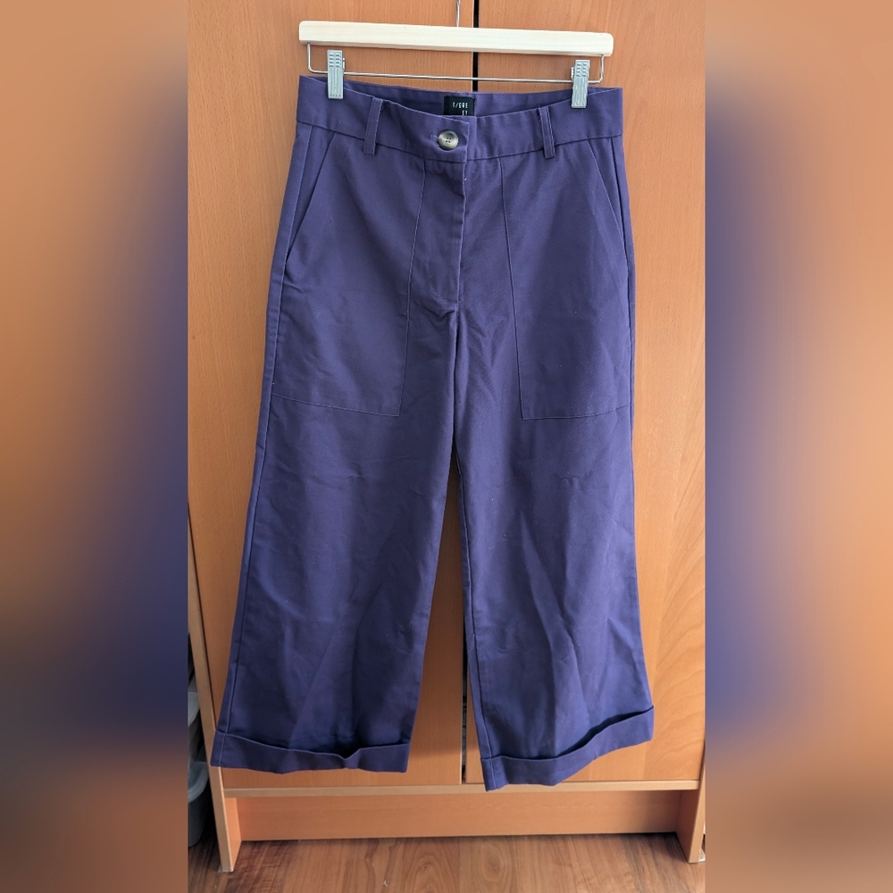 Purple Wide-Leg Cropped Pants